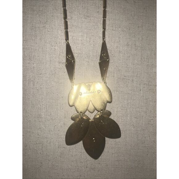 STELLA & DOT Hibiscus Orange Enamel Rhinestone Crystal Long Statement Necklace - Picture 7 of 8